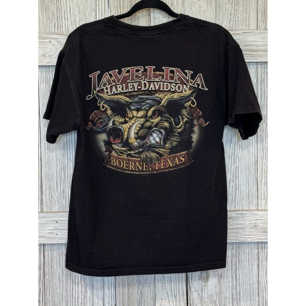 Harley Davidson Men’s Black T Shirt L Biker Bad To Bone Bulldog Lavelina Borne - Picture 2 of 8